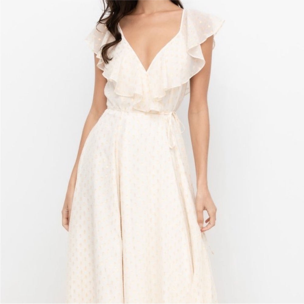 YUMI KIM - Swiss dot blush midi wrap dress. NWT!